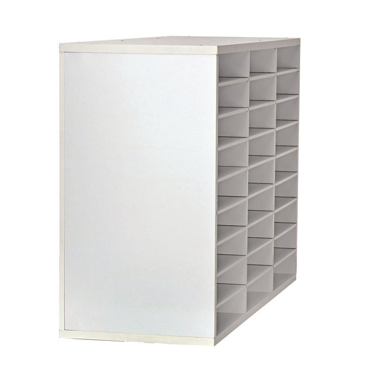 Wooden 27 Compartment Literature Organizer, 27 Sections, Letter Size, 31.49 x 11.81 x 21.65, White