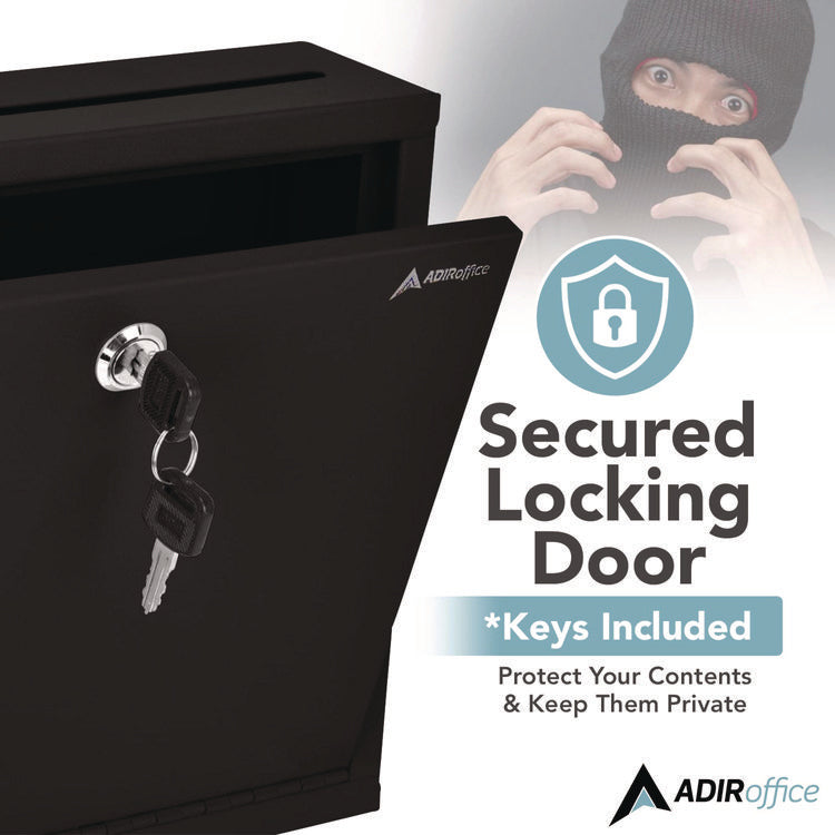 Large Size Steel Multi-Purpose Secure Drop Box, 12 x 3 x 10, Black