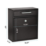 Medium Ultimate Wall Mounted Mail Box, 10.4 x 4.5 x 12, Black