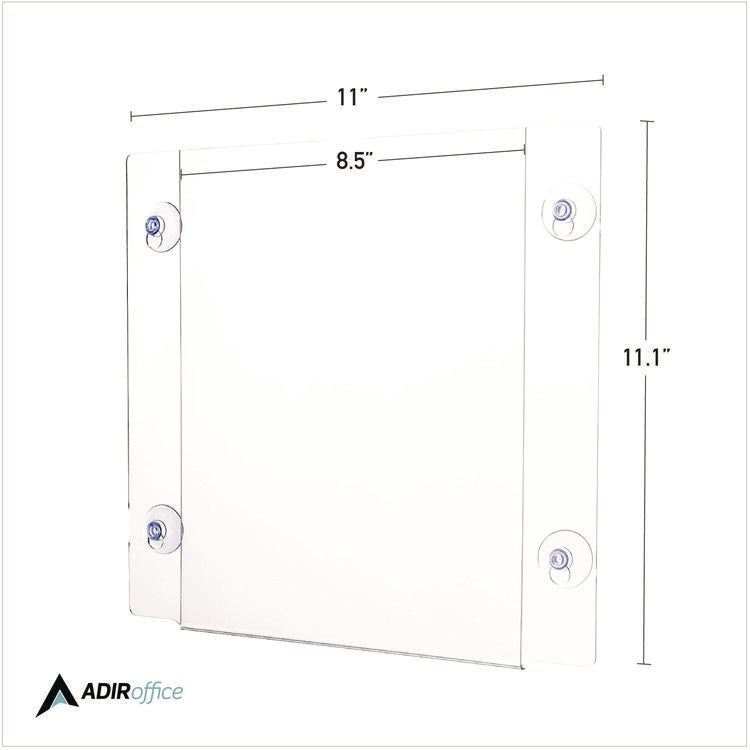 Clear Suction Acrylic Window Sign Holder, 8 x 11, Clear Frame, 6/Pack