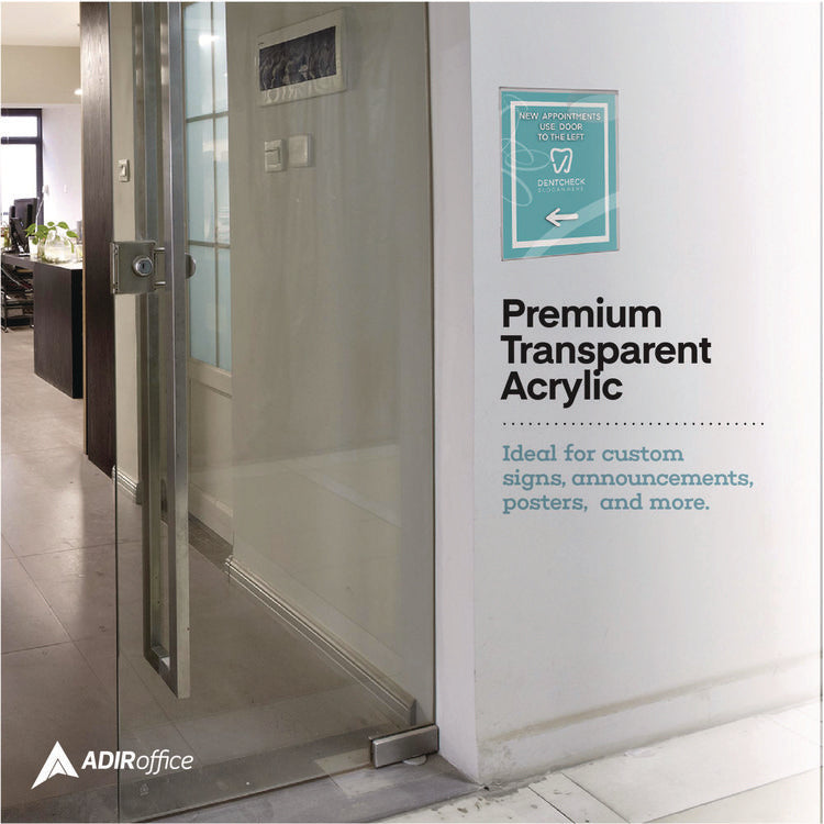 Wall Mount Side-Loading Acrylic Sign Holders, 8 x 11, Clear Frame, 6/Pack
