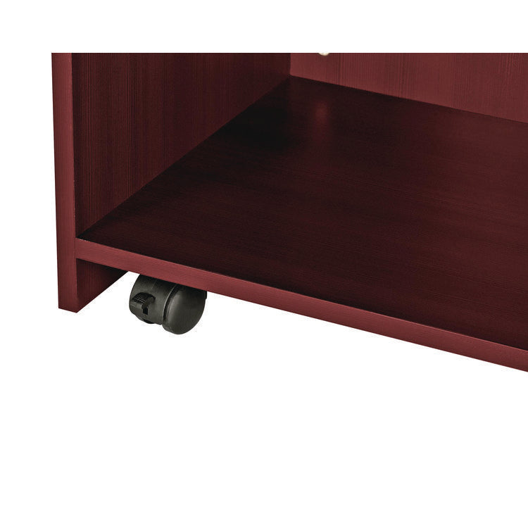 Wood Mobile Presentation Lectern Speaker Stand with Shelves, 22.44 x 16.53 x 45.98, Mahogany