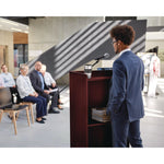 Wood Mobile Presentation Lectern Speaker Stand with Shelves, 22.44 x 16.53 x 45.98, Mahogany