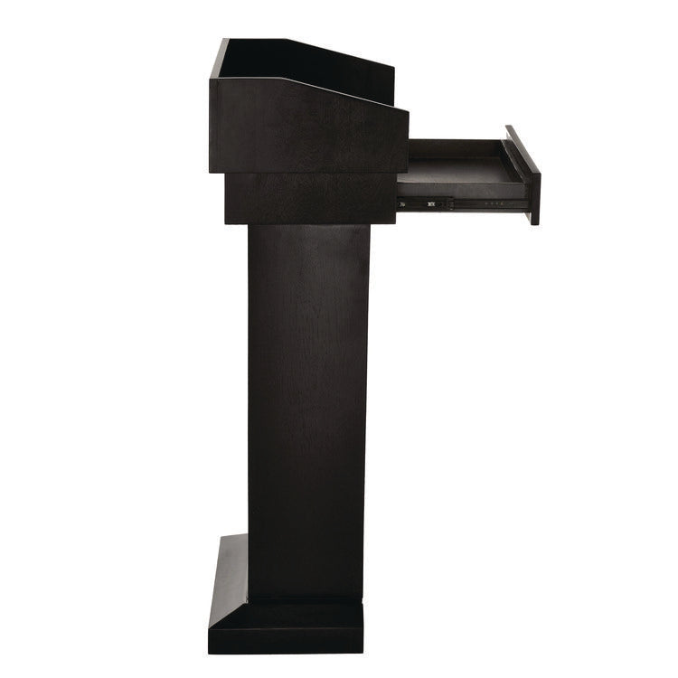 Wood Stand-Up Podium Lectern Speaker Stand with Drawer and Storage Area, 27.55 x 14 x 43.3, Black