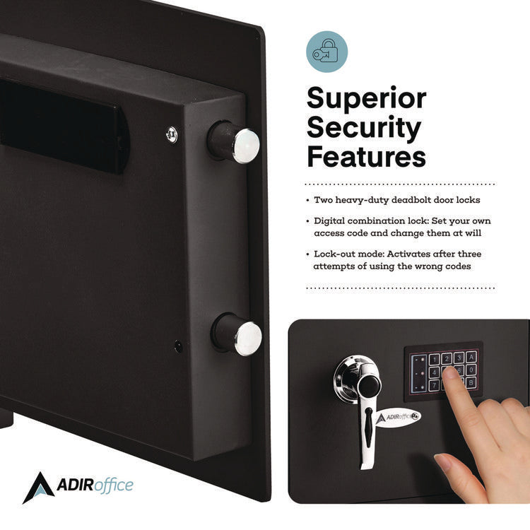 1.1 cu ft Steel Digital Secure Money Deposit Safe with Digital keypad, 15.3 x 13.5 x 19, Black