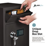1.1 cu ft Steel Digital Secure Money Deposit Safe with Digital keypad, 15.3 x 13.5 x 19, Black