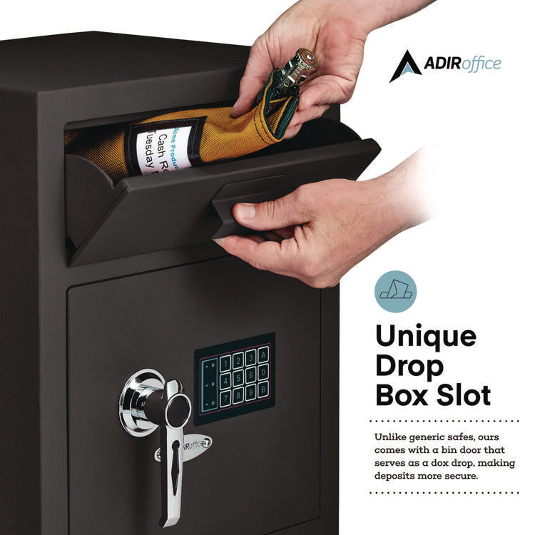 1.1 cu ft Steel Digital Secure Money Deposit Safe with Digital keypad, 15.3 x 13.5 x 19, Black