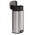Fire-Resistant Step Pedal Trash Can, 8 gal, Plastic/Stainless Steel, Silver