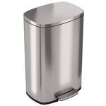 Step Pedal Trash Can, 13 gal, Plastic/Stainless Steel, Silver
