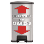 Step Pedal Trash Can with AirStep Technology, 18 gal, Stainless Steel, Silver