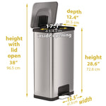 Step Pedal Trash Can with AirStep Technology, 18 gal, Stainless Steel, Silver