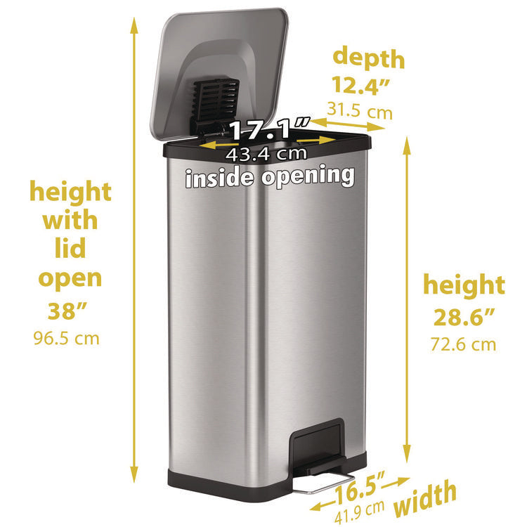 Step Pedal Trash Can with AirStep Technology, 18 gal, Stainless Steel, Silver