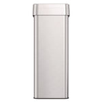 Open Top Trash Can, Rectangular, 18 gal, Plastic/Stainless Steel, Silver