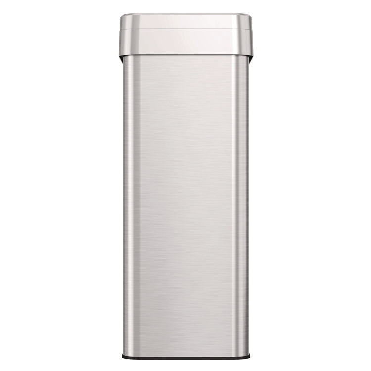Open Top Trash Can, Rectangular, 18 gal, Plastic/Stainless Steel, Silver