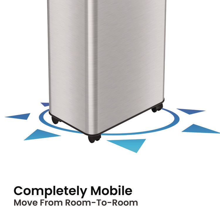 Open Top Trash Can with Wheels, 18 gal, Plastic Stainless Steel, Silver