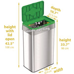 Open Top Compost Bin with Color-Coded Lid, 21 gal, Plastic/Stainless Steel, Silver/Green