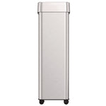 Open Top Trash Can with Wheels, 21 gal, Plastic/Stainless Steel, Silver