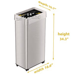 Open Top Trash Can with Wheels, 21 gal, Plastic/Stainless Steel, Silver