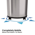 Extra-Large Sensor Trash Can with Wheels, 23 gal, Plastic/Stainless Steel, Silver/Black