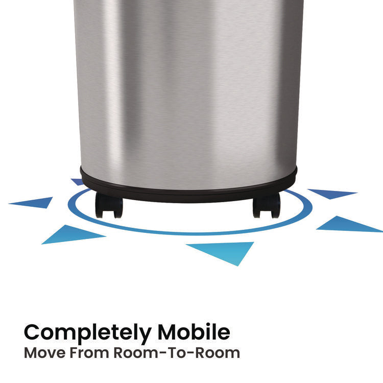 Extra-Large Sensor Trash Can with Wheels, 23 gal, Plastic/Stainless Steel, Silver/Black