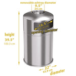 Extra-Large Dual Side-Entry Trash Can, Indoor, 50 gal, Stainless Steel, Silver