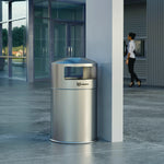 Extra-Large Dual Side-Entry Trash Can, Outdoor, 50 gal, Stainless Steel, Silver