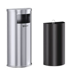 Side-Entry Trash Can with Wall Mount, 9 gal, Stainless Steel, Silver