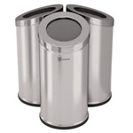 Beveled Open Top Trash Can, 15 gal, Stainless Steel, Silver