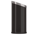 Beveled Open Top Trash Can, 15 gal, Stainless Steel, Black