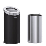 Beveled Open Top Trash Can, 15 gal, Stainless Steel, Black