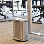 Step Pedal Trash Can, 1.3 gal, Plastic/Stainless Steel, Silver