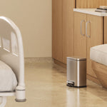 Fire-Resistant Step Pedal Trash Can, 1.3 gal, Plastic/Stainless Steel, Silver
