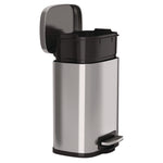 Fire-Resistant Step Pedal Trash Can, 1.3 gal, Plastic/Stainless Steel, Silver