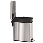 Step Pedal Trash Can, 3 gal, Plastic/Stainless Steel, Silver