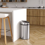 Sensor Trash Can, 8 gal, Plastic/Stainless Steel, Silver