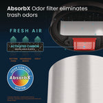 Sensor Trash Can, 8 gal, Plastic/Stainless Steel, Silver