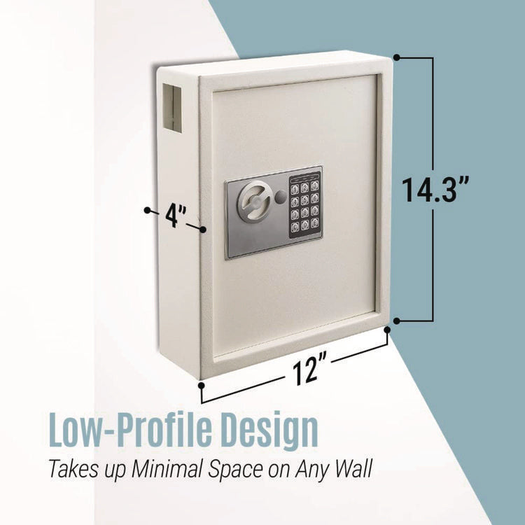 Steel Digital Lock Key Cabinet, 40-Key, 13 x 4 x 14.3, Stainless Steel 304, White