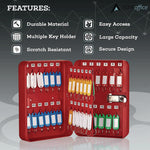 Steel Heavy-Duty Key Cabinet with Combination Lock, 48-Key, 7.1 x 3 x 10, Stainless Steel 304, Red