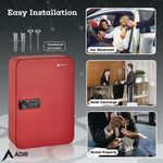 Steel Heavy-Duty Key Cabinet with Combination Lock, 48-Key, 7.1 x 3 x 10, Stainless Steel 304, Red