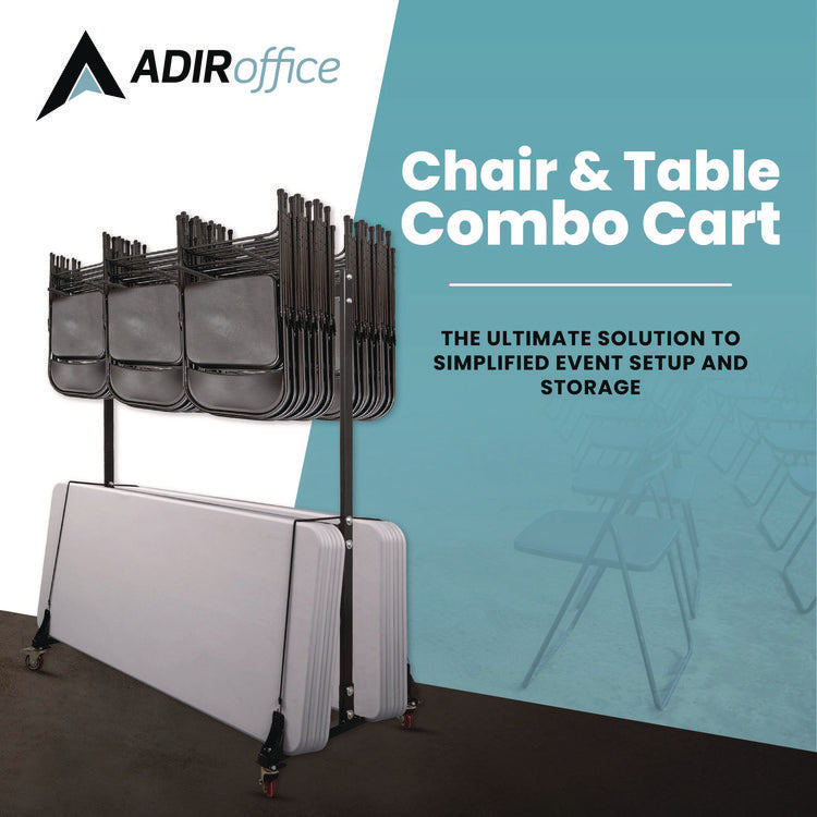 Folding Chair and Table Combo Cart, Metal, 600 lb Capacity, 33.7 x 65 x 67, Black