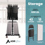 Folding Chair and Table Combo Cart, Metal, 600 lb Capacity, 33.7 x 65 x 67, Black
