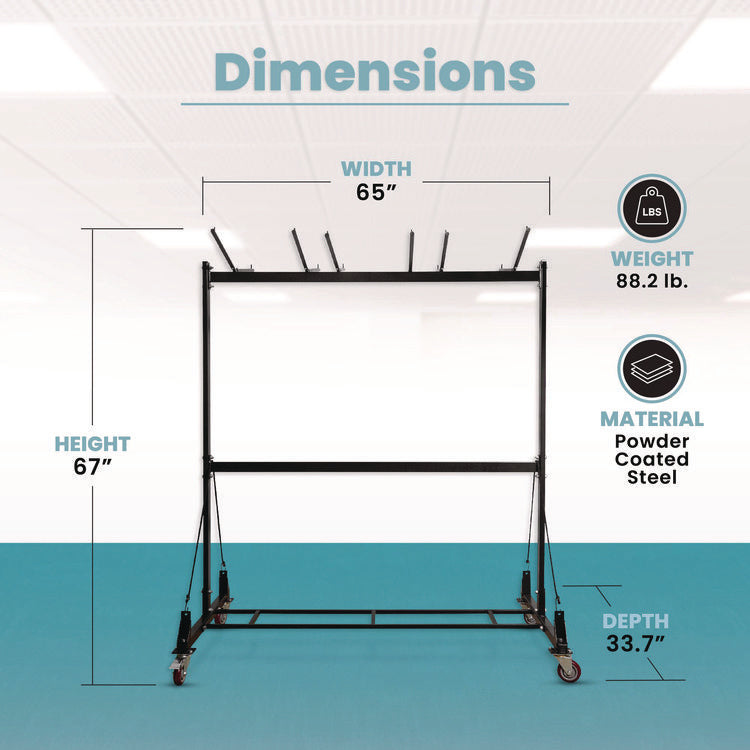 Folding Chair and Table Combo Cart, Metal, 600 lb Capacity, 33.7 x 65 x 67, Black