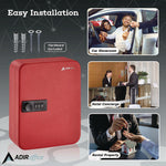 Steel Heavy-Duty Key Cabinet with Combination Lock, 30-Key, 6.4 x 3 x 8, Stainless Steel 304, Red