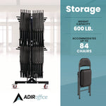 Steel Folding Chair Two-Tier Utility Cart, Metal, 1,000 lb Capacity, 33 x 65 x 68.5, Black