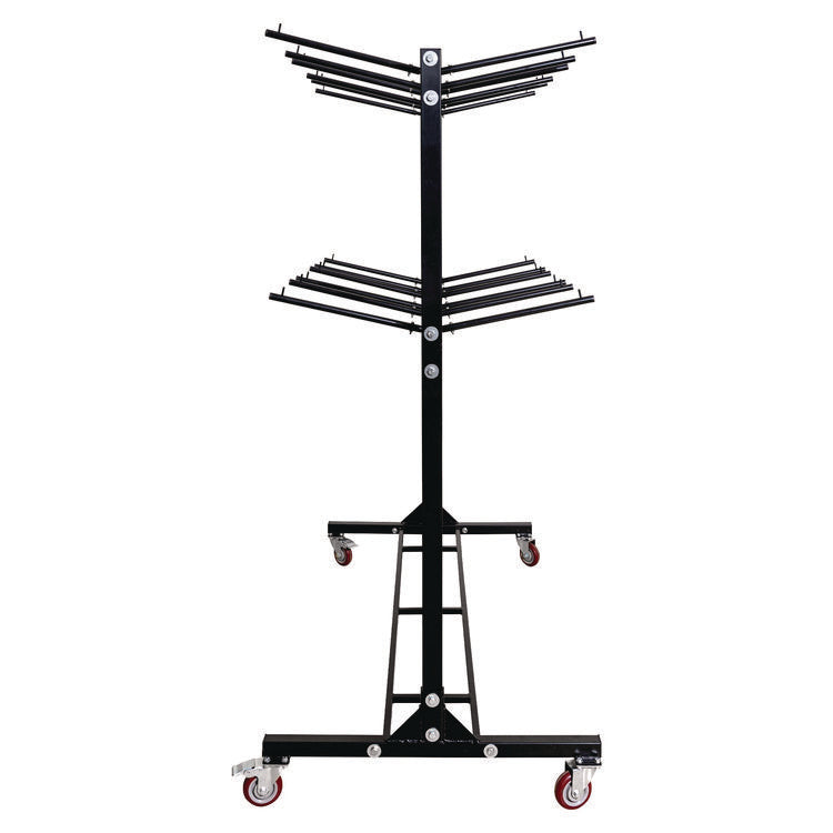 Steel Folding Chair Two-Tier Utility Cart, Metal, 1,000 lb Capacity, 33 x 65 x 68.5, Black