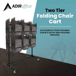 Steel Folding Chair Two-Tier Utility Cart, Metal, 1,000 lb Capacity, 33 x 65 x 68.5, Black