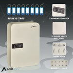Steel Heavy-Duty Key Cabinet with Combination Lock, 48-Key, 7.1 x 3 x 10, Stainless Steel 304, White