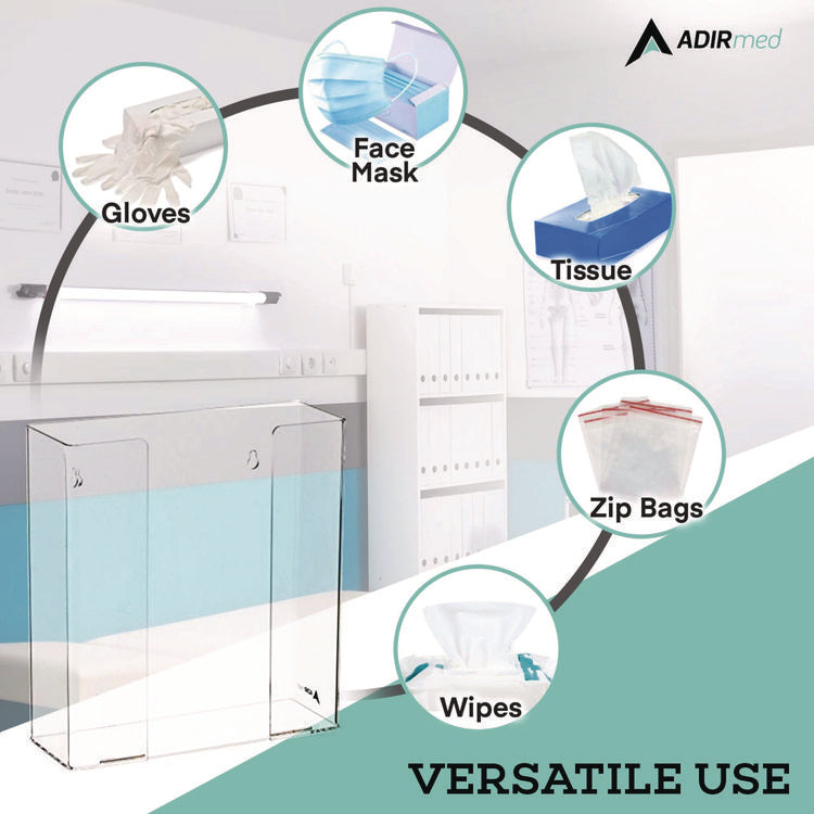 Acrylic Glove Dispenser, Double Box Capacity, 10.2 x 3.5 x 10.8, Clear