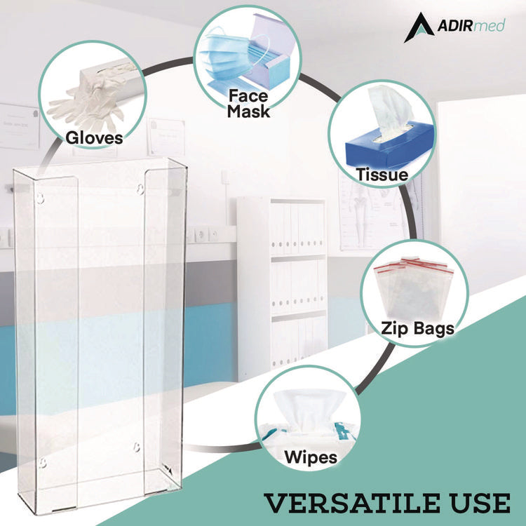 Acrylic Glove Dispenser, Quad Box Capacity, 10.2 x 3.5 x 21.1, Clear
