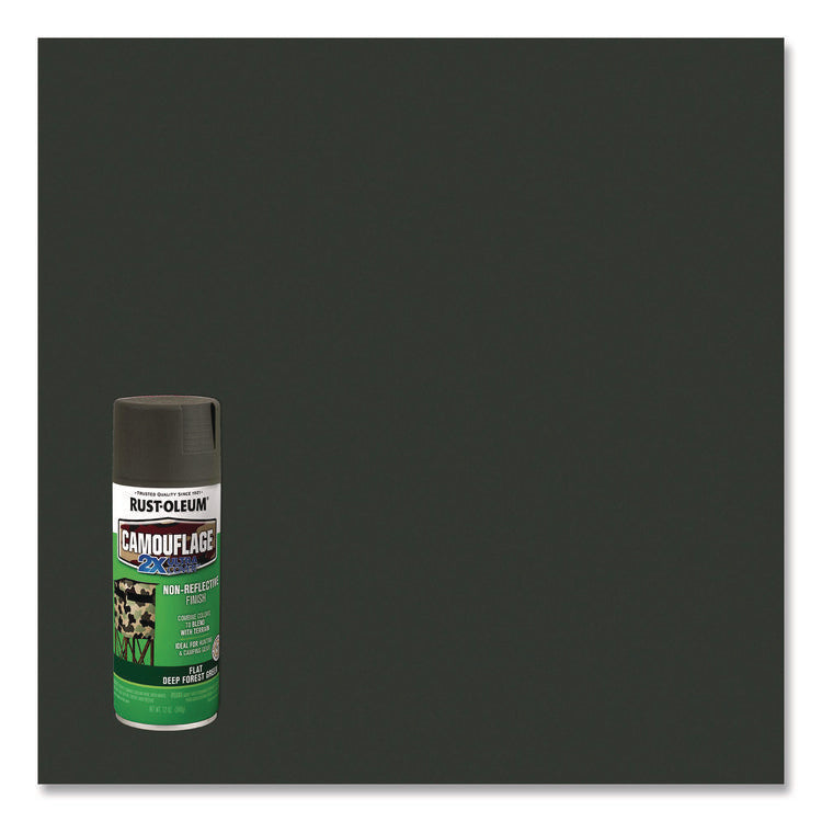 Camouflage Spray Paint, Flat Deep Forest Green, 12 oz Aerosol Can, 6/Carton